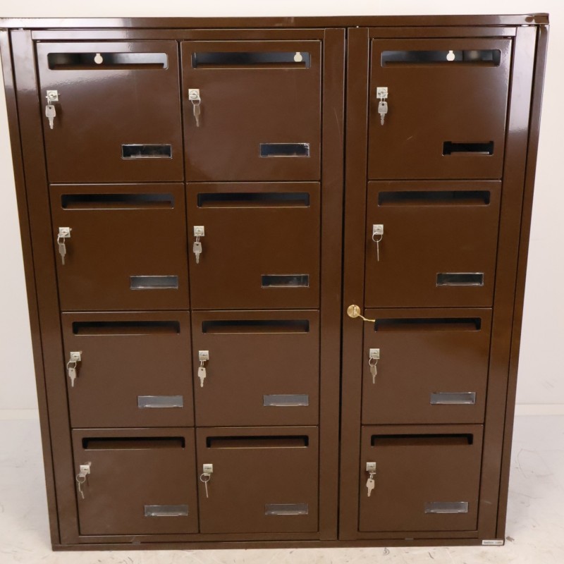 Bloc de 12 Boîtes aux Lettres LEABOX Collective Intérieur Mural Marron