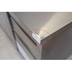 Meuble Bas Inox GOLDINOX 2 Portes Coulissantes 3 Tiroirs sur Pieds L2000mm P600mm H850mm - MT206D