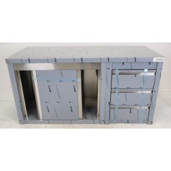 Meuble Bas Inox GOLDINOX 2 Portes Coulissantes 3 Tiroirs