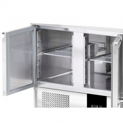 Meuble Pizza Réfrigérée GOLDINOX Premium Inox 3 Portes Plan de Travail Granit - ACE408