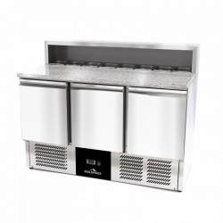 Meuble à Pizza Réfrigérée GOLDINOX Premium Inox 3 Portes Plan de Travail Granit - ACE408