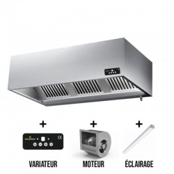 Hotte Professionnelle Caisson Inox GOLDINOX Premium avec Moteur, Variateur, Éclairage, Filtre et Robinet Vidange - EH159M