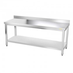 Table Adossée de Travail Préparation Inox GOLDINOX 1 Étagère Basse Sur Pieds L2000mm P800mm H850mm - TN208A