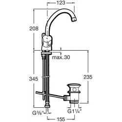 Robinet Mélangeur d'Évier ROCA Niagara Disc Bec Mobile Bi-Commande Chromé - A5A3670