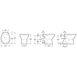 Cuvette WC sur Pied ROCA Polo Sortie Horizontale Alimentation Indépendante Blanche Céramique