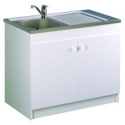 Meuble Sous-Évier de Cuisine AQUARINE Sesame 2 portes Mélaminé Blanc L80cm - 200280 - NEUF