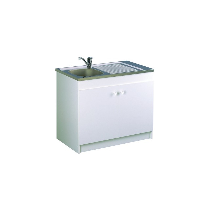 Meuble Sous-Évier de Cuisine AQUARINE Sesame 2 portes Mélaminé Blanc L80cm - 200280 - NEUF