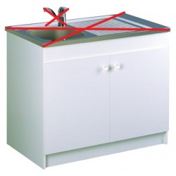 Meuble Sous-Évier de Cuisine AQUARINE Sesame 2 portes Mélaminé Blanc L80cm - 200280