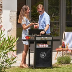 Plancha Gaz 2 Brûleurs LE MARQUIER 250 Duo Noir 4.2 KW Plaque