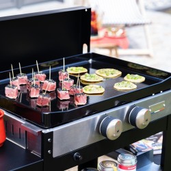 Plancha Gaz 2 Brûleurs LE MARQUIER 250 Duo Noir 4.2 KW Plaque 50x35 cm - PLFO250DC