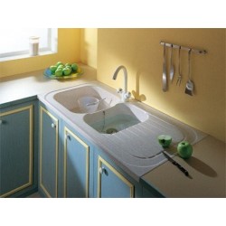 Évier de Cuisine à Poser GEBERIT Romans 2 Cuve et 1 Égouttoir Blanc en Céramique