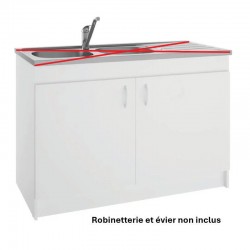 Meuble Sous-Évier de Cuisine NEOVA SIM'NF 2 Portes Mélaminé Blanc L100cm - S12N02100