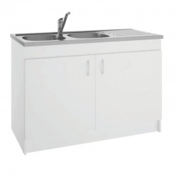 Meuble Sous-Évier de Cuisine NEOVA SIM'NF 2 Portes Mélaminé Blanc L100cm - S12N02100 - NEUF