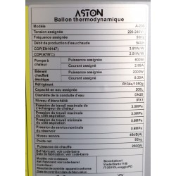 Chauffe-Eau Thermodynamique 200L STOVE ITALIA Aston A-200 Stable 21500so