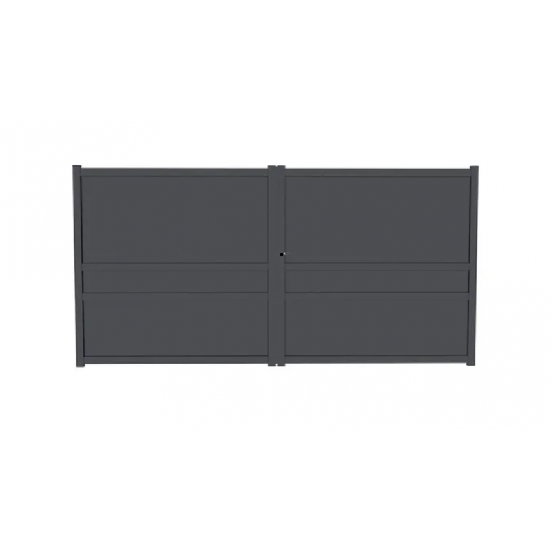 Lot de 2 Vantaux de Portail Battant COFRECO Léopold en Aluminium Gris 3,50x1x75m Sans Quincaillerie - 899680