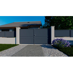 Portail Battant COFRECO Léopold en Aluminium Gris 3,50x1x75m Sans Quincaillerie