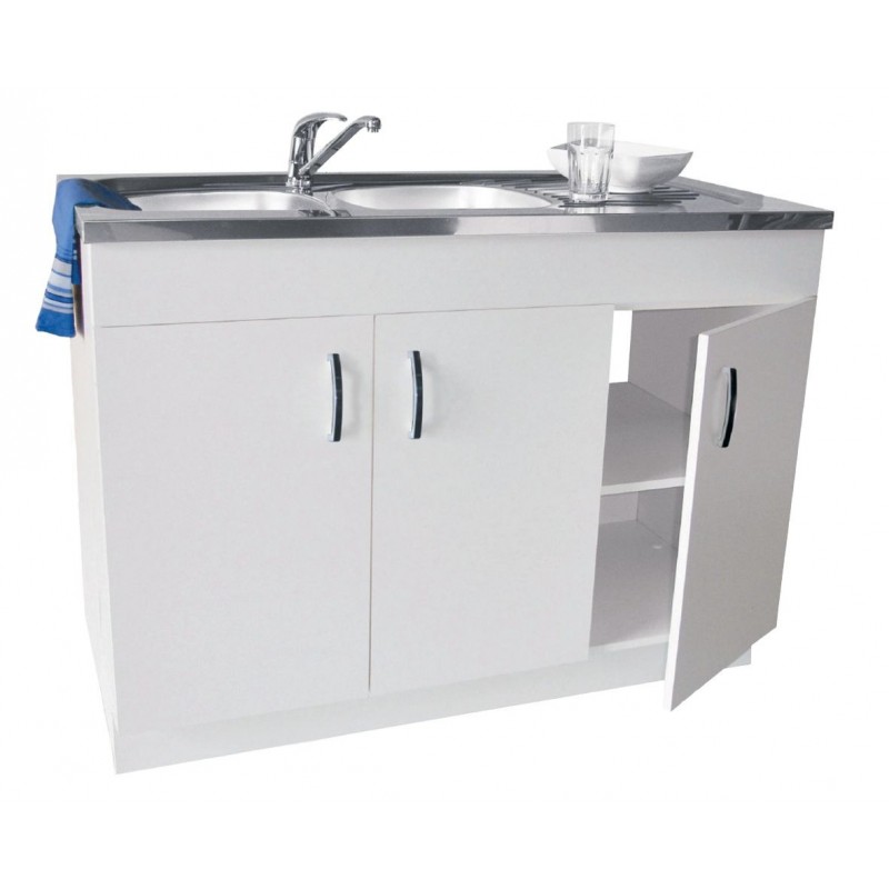 Meuble Sous-Évier de Cuisine NEOVA Intégral Clip 3 Portes PVC Blanc L120 cm - S09NA33120HE - NEUF