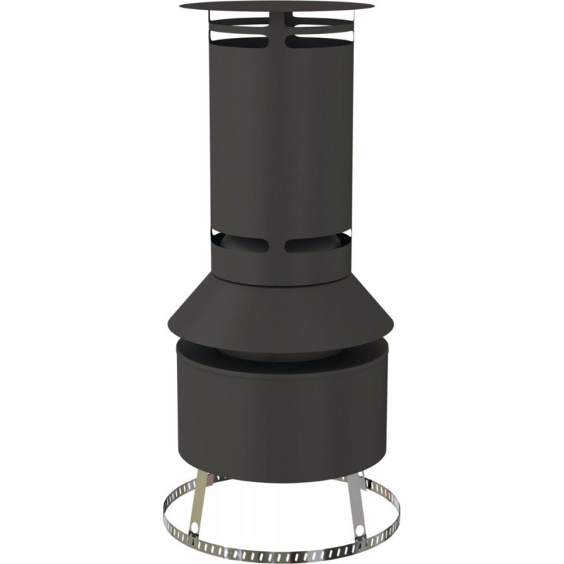 Terminal de Cheminée TECHNAFLON TEN Mitron Noir C9 D80mm en Polymère avec Joint et Collier - 97080975