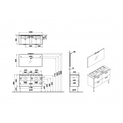 Meuble Salle de Bain 120cm VITRA Mia Blanc Meuble, Plan Double Vasque Céramique, Miroir et LED - 66075