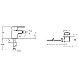 Mitigeur Bidet JACOB DELAFON July avec Vidage Laiton Chromé - E16028