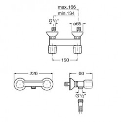 Mélangeur de Douche Mural ROCA Niagara Disc Laiton Chromé - A5A2170C00