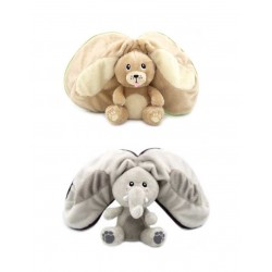 Lot de 2 Peluches Enfant LES DEGLINGOS Flipetz Crocket le Chien Pomme et Velvet l'Éléphant Aubergine