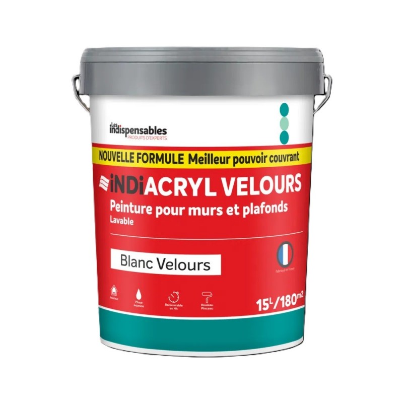 Pot 15L Peinture Intérieur Acrylique Blanc LES INDISPENSABLES Indi-Acryl Velours - 4.513