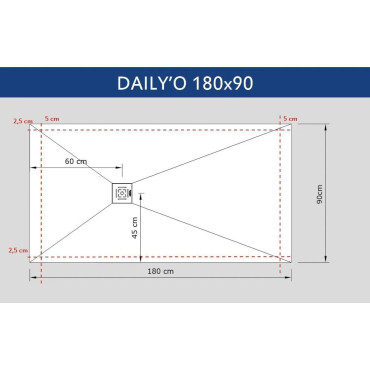 Receveur de Douche Rectangle ALTERNA Daily'O 180x90cm Ardoise Blanc - 7295353