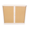 Armoire Basse à Rideaux de Bureau MTI 2 Tablettes Corps Blanc et Rideaux Hêtre 120x105x43cm - AM1210R-HE