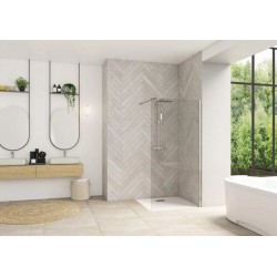 Paroi de Douche Fixe KINEDO Smart Design Solo 225x80cm Chromé Verre Transparent - PA90311CTNE