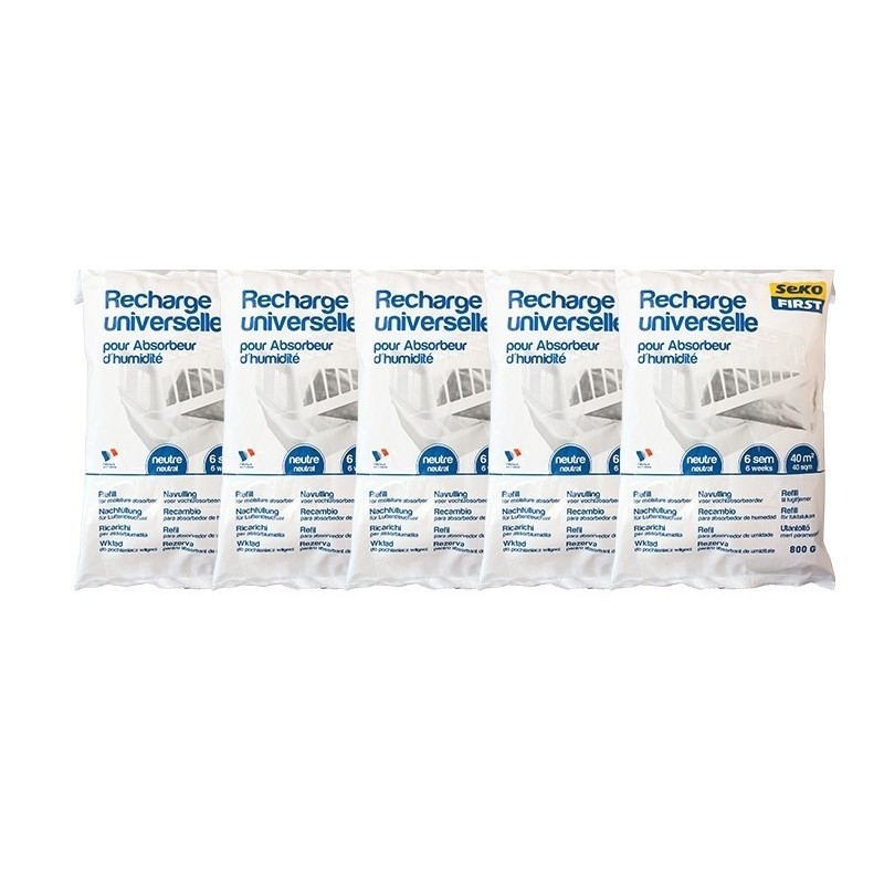 Recharges Universelles SEKO First Sachet 800g Neutre pour Absorbeur d'Humidité 40m² - 21108847