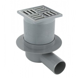 Siphon de Sol avec Grille Inox PRESTO 150x150mm Sortie Horizontale ou Verticale Ø 50mm - 60478