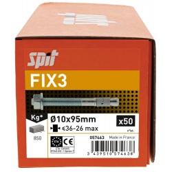 Goujons d'Ancrage SPIT FIX3 Ø10x95mm Épaisseur de Serrage 36-26mm -057463
