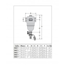 Pot de Décantation Séparateur de Boue Laiton CALEFFI Dirtcal DN50 2" Filetés Femelles - 546209
