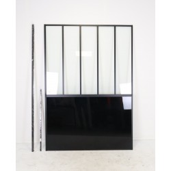 Paroi de Douche à l'Italienne AURLANE 140x200cm Verre Trempé Structure Noire Style Industriel - FAC507