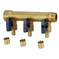 Collecteur Distributeur MF 3/4" GRK à Glissement 3 Piquages avec Mini-Vannes Ø12 Entraxe 50mm - 958G-3G12