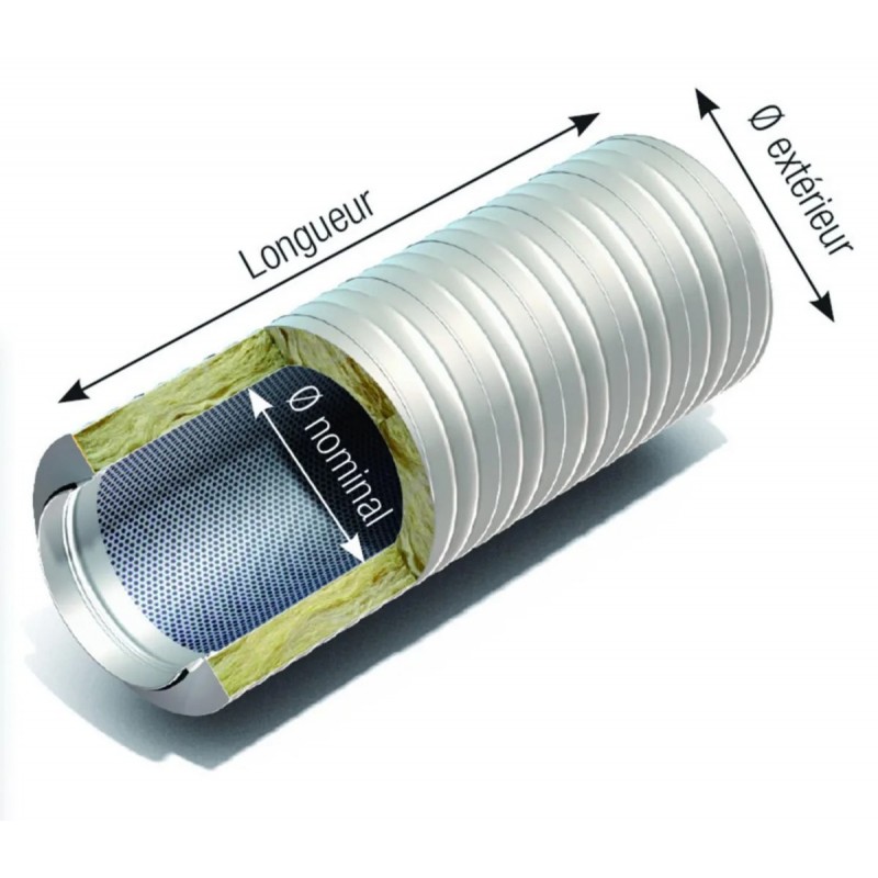 Piège à Son - Silencieux Cylindrique F2A Confort 50 Ø450mm L900mm - SIL0113