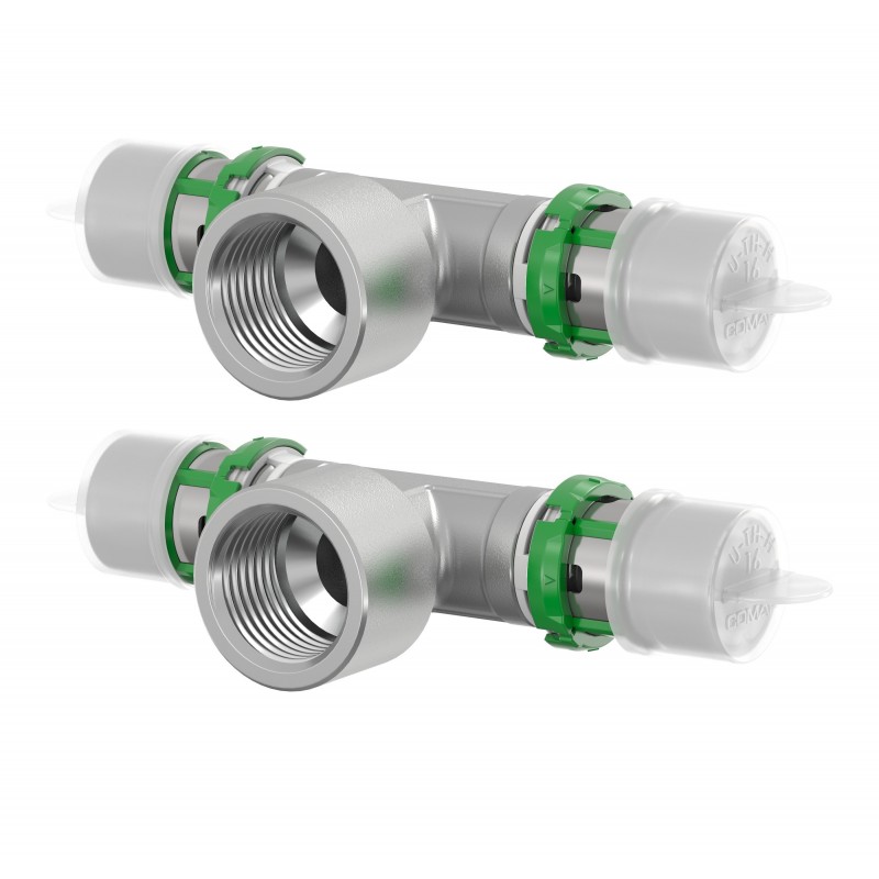 Lot de 2 Raccords Té Femelle à Visser COMAP Ø26mm 26x3 1" - 7130GW26126