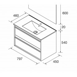 Ensemble Meuble Sous-Vasque SALGAR Attila Vert L80cm et Plan Vasque ALTERNA Concerto Blanc L80cm - 104202 - 7458365