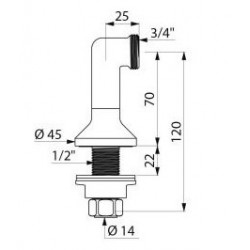 Lot de 2 Raccords Colonnettes à Embase Fondue de 70 mm DELABIE Mâle 15x21 Mâle 20x27 - 866027.2P