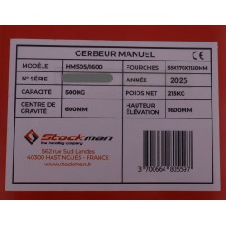 Gerbeur Élévateur Manuel STOCKMAN Charge 500kg - HMS05/1600-A954175