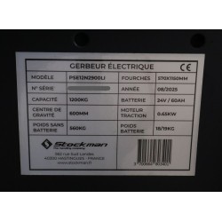 Gerbeur Élévateur Électrique STOCKMAN Hauteur de Levée 2,9m - PSE12N2900LI-A800313