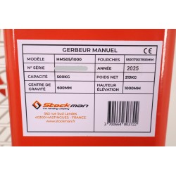 Gerbeur Élévateur Manuel STOCKMAN Charge 500kg Hauteur de Levée Maximum 1000mm