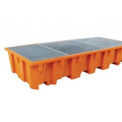 Bac de Rétention 1650L avec Caillebotis en Acier Galvanisé pour 3 IBC