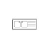 Plonge Inox TECNOX 2 Cuves avec Égouttoir à Droite L2000mm P700mm H900mm - P2BG207/1