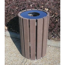 Poubelle Ronde à Fente Extérieur 90L Escapade Marron Hauteur 77cm