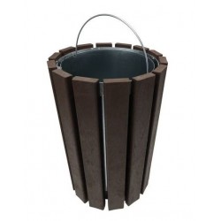 Poubelle Ronde à Bac Extérieur 70L Escapade Marron Hauteur 85cm - A398129
