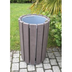 Poubelle Ronde à Bac Extérieur 70L Escapade Marron Hauteur 85cm