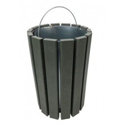 Poubelle Ronde à Bac Extérieur 70L Escapade Gris Hauteur 85cm - A398130