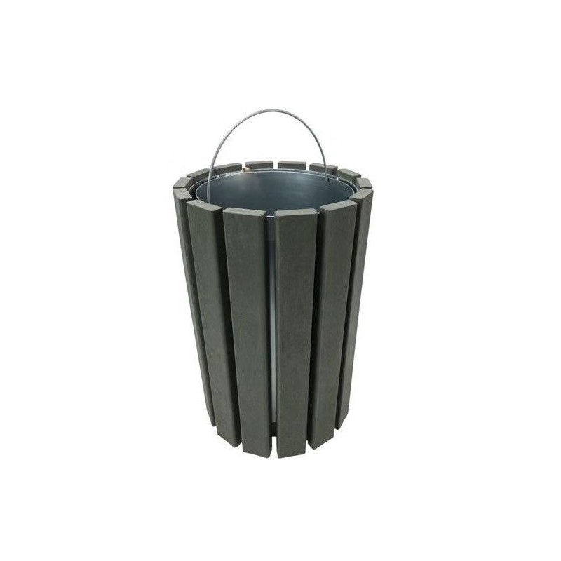 Poubelle Ronde à Bac Extérieur 70L Escapade Gris Hauteur 85cm - A398130